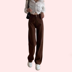 Women's Brown High Rise Wide Leg Loose Denim Jeans - My Vastra