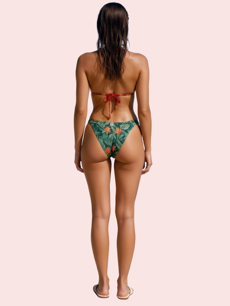 Sultry Hibiscus Print Halter Bikini Top (Top Only)