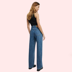 Smokey Blue Denim Loose Fit Straight Jeans for Women - My Vastra