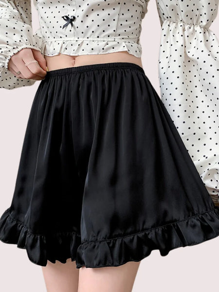 Women Ruffles Satin Faux Silk French Underwear