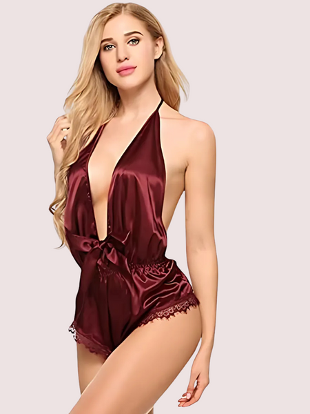 Seductive Red Satin Lingerie