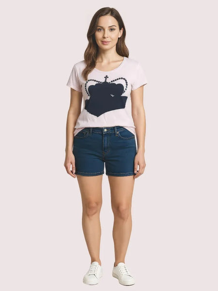 Pink Crown Graphic Casual Tee