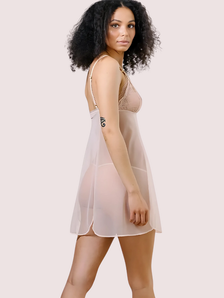 Plus Size Sheer Nightwear with Lace Cups