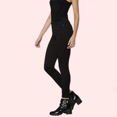 Women's Classic High Waist Royal Black Skinny Jeans - My Vastra