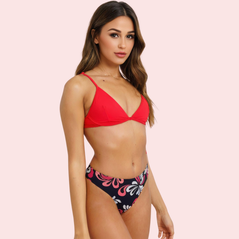 Floral Print High-Cut Bikini Bottom  (Bottom Only)