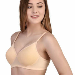 Women Beige Full Coverage Lightly Padded Bra - My Vastra