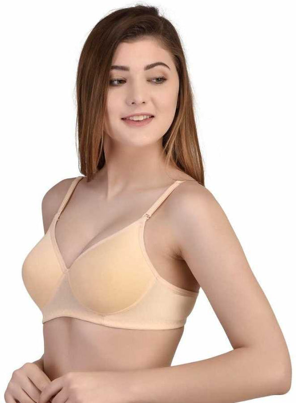 Women Beige Full Coverage Lightly Padded Bra - My Vastra
