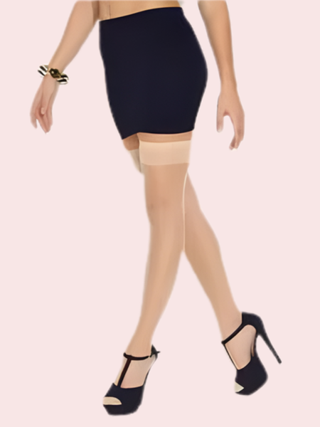 Elegant Sheer Thigh-High Stockings – Pack of 2 (Black & Nude Combo)