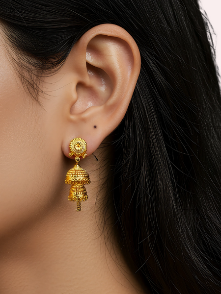 Golden Temple Bell Jhumka Earrings