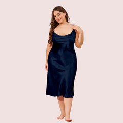 4XL 5XL Plus Size Satin Cowl Neck Dress - My Vastra