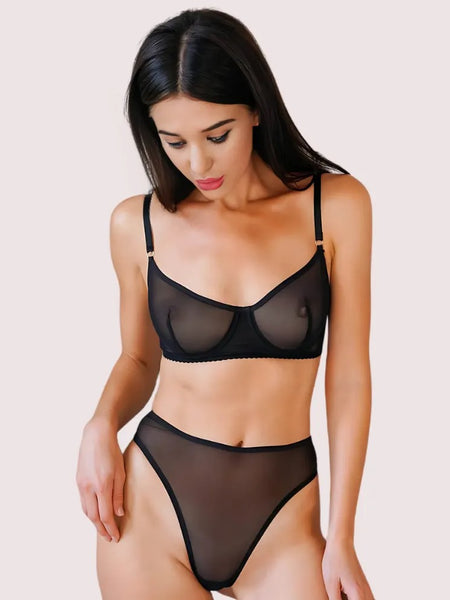 Ruby Whisper See-Through Bra & Thong Set