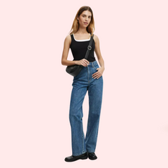 Smokey Blue Denim Loose Fit Straight Jeans for Women - My Vastra
