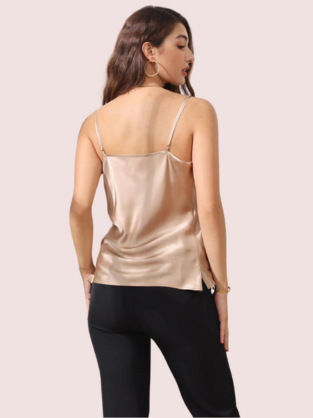 Stylish Cowl Neck Silk Camisole Tank Top