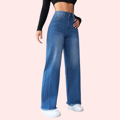 Wide-Leg Casual High-Waist Non-Elastic Jeans for Women - My Vastra