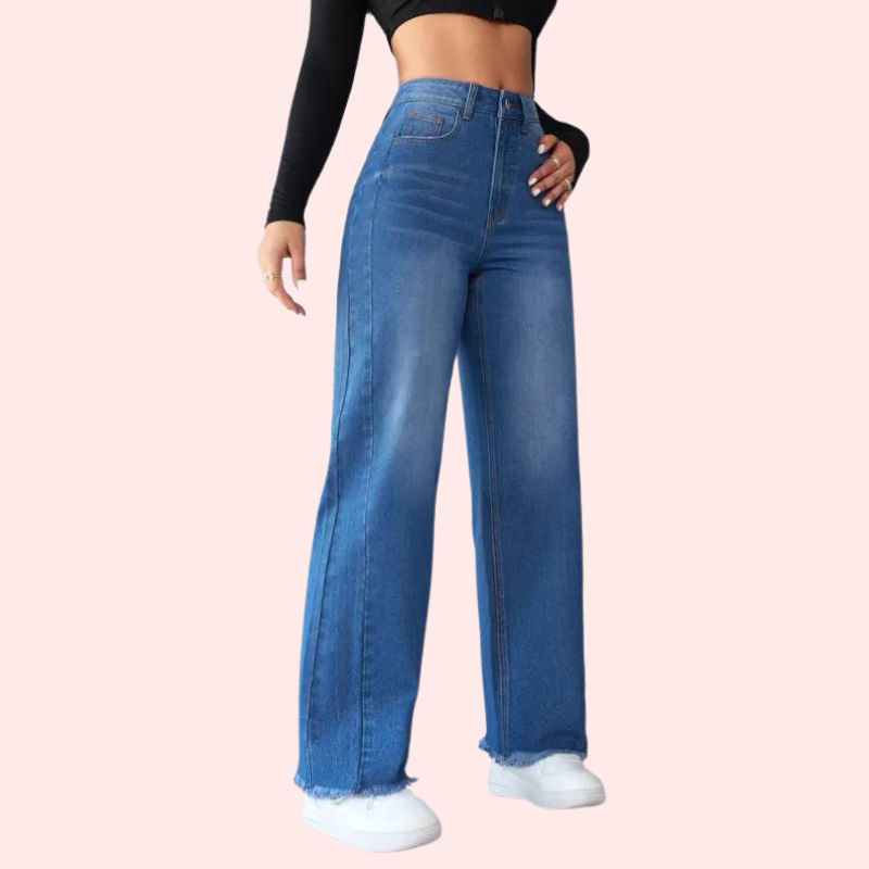 Wide-Leg Casual High-Waist Non-Elastic Jeans for Women - My Vastra