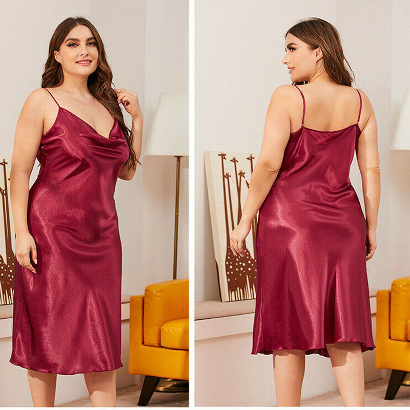 Classic Plus size Luxury Silky Satin Nightwear (4XL-5XL) - My Vastra
