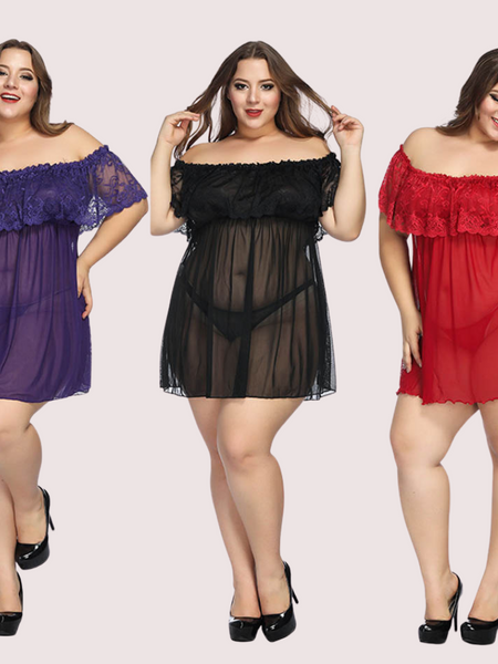 Sexy Plus Size Lace Babydoll Dress