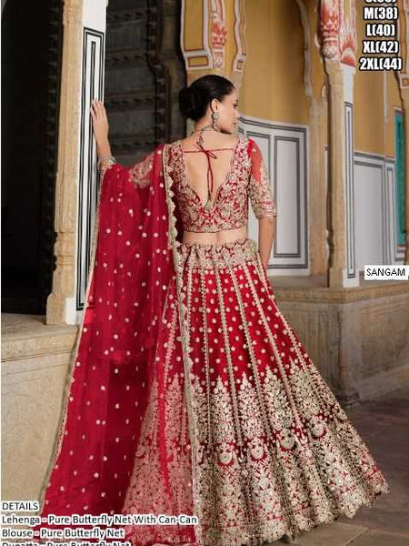 Butterfly Net RIN197 Sangam Lehengas Wedding & Festive Collections Net Fancy Lehenga Embroidered