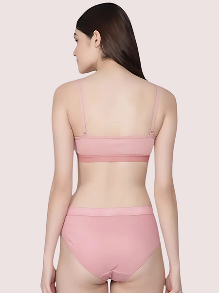 Wire-Free Women's Cotton Sports Bra Panty Set (2 pack)
