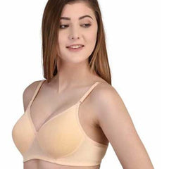 Women Beige Full Coverage Lightly Padded Bra - My Vastra