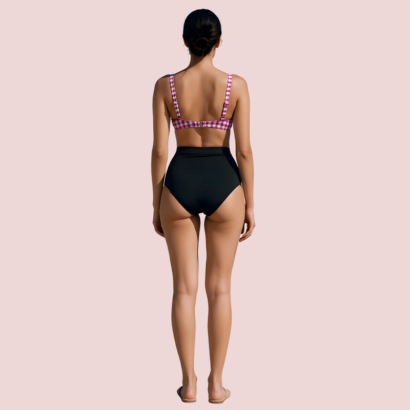 Structured Underwire Bikini Bra Top in Pink & White Stripe (Top Only)